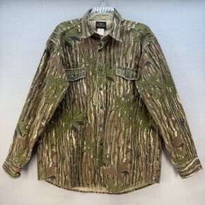Deerskin Shirt Jacket Men's XL Real Tree Camo Long Sleeve Button Up Canvas VTG